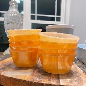 Anchor Hocking Fire King scalloped Edge Luster Custard Cups Vintage Set of 8